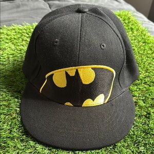 Six Flags Black and Yellow Superhero SnapBack Hat with Batman Logo